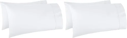 Vista 20 de Amazon Basics Juego de 2 fundas de almohada de 400 hilos, 100 % algodón, suaves, tejido satinado, resistentes a las arrugas, tamaño estándar, 20 x