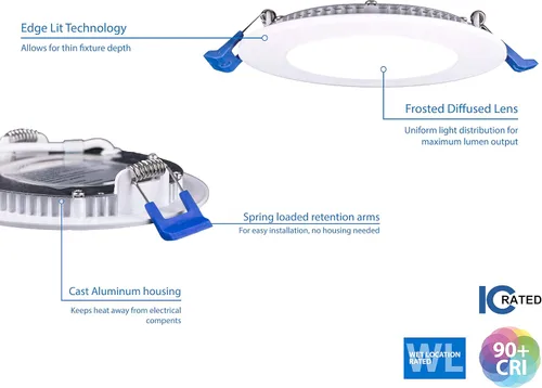Vista 6 de NICOR Lighting DLE621202KRDWH - Kit de iluminación empotrada, color blanco, 6 pulgadas