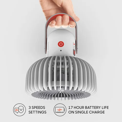 Vista 3 de Sharper Image REFRESH 01X Ventilador personal recargable, potente flujo de aire, funcionamiento silencioso, 17 horas de tiempo de funcionamiento a