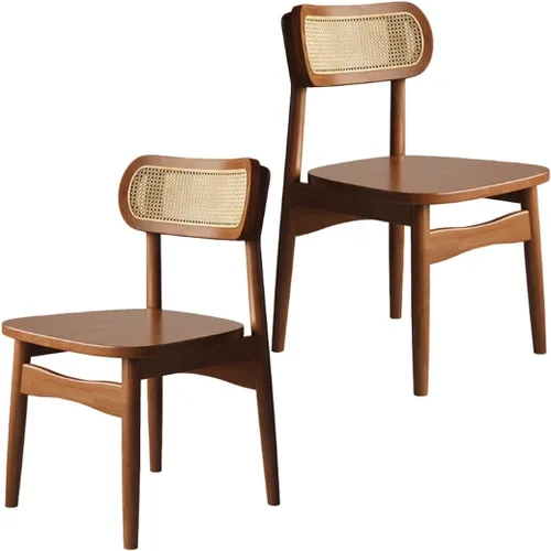 Vista 14 de YVYKFZD Juego de sillas de comedor de madera maciza, sillas de cocina sin brazos, silla de comedor con respaldo de ratán, cómoda silla lateral