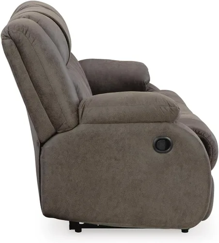 Vista 6 de Signature Design by Ashley - Sofá reclinable manual, primera base, color gris Space-saving 3-in wall distance, Easy-to-clean gunmetal faux leather