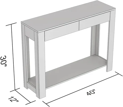 Vista 3 de Safdie & Co. - Mesa consola de color gris pardo oscuro con estante, mesa de pasillo rectangular con cajones, uso como mesa de entrada, escritorio