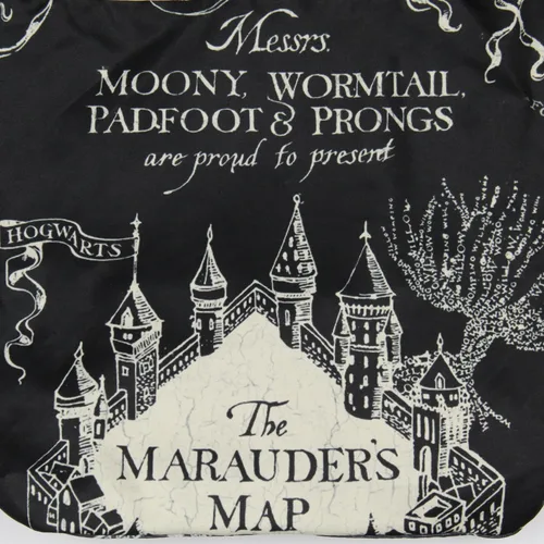 Vista 3 de Harry Potter The Marauder's Map Hogwarts - Bolso cruzado de hombro con correa ajustable, Negro