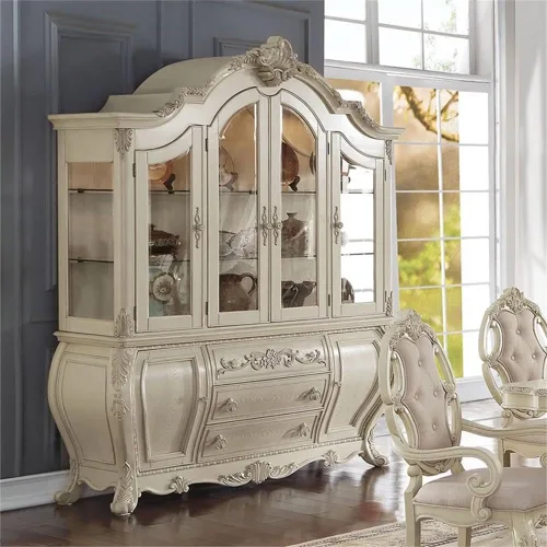 Vista 2 de Acme Muebles 61284 Ragenardus Hutch & Buffet, Blanco Antiguo