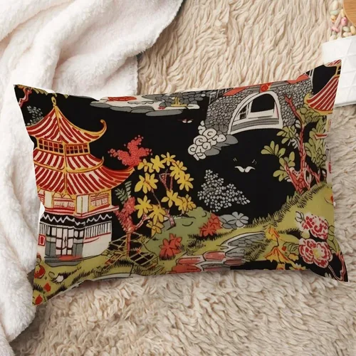 Vista 110 de ArogGeld Funda de cojín con flores verdes y blancas con flores grises y negras y hojas verdes en estilo chinoiserie, funda de almohada cuadrada