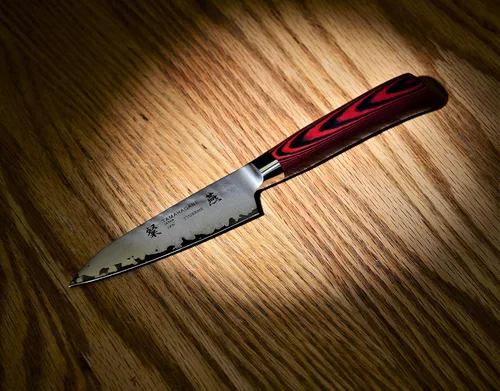 Vista 5 de Hyabusa Santoku - Cuchillo de 5 pulgadas, color burdeos