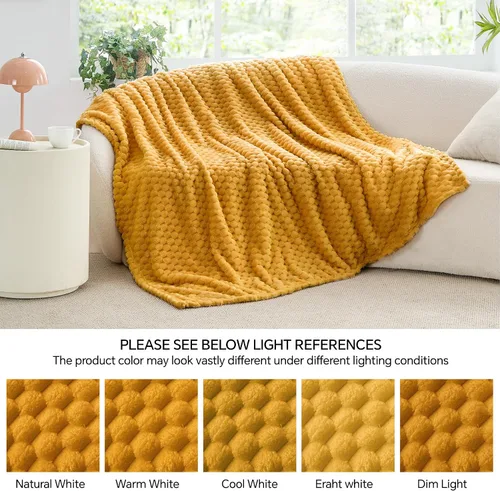 Vista 195 de BEDELITE Manta de forro polar para sofá y cama, manta decorativa de jacquard 3D de almendra, súper suave y acogedora, manta mullida cálida adecuada
