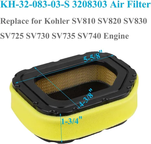 Vista 2 de KH-32-083-03-S Kit de Filtro de Aire, 3208303 Compatible con Kohler SV710 - SV740 Cub Cadet lt1045 lt1046 lt1050, Reemplaza 32 083 03 32-883-03-S1