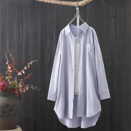 Vista 45 de Long Sleeve Shirts for Women Spring Summer Dressy Casual Button Down Plus Size Tops Office Work Blouses