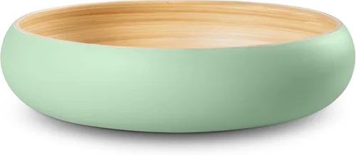 Vista 9 de LEXA Frutero de bambú para encimera de cocina, 12 pulgadas grande y redondo, cuenco de fruta de madera lacada artesanal o cuenco para dulces, cesta