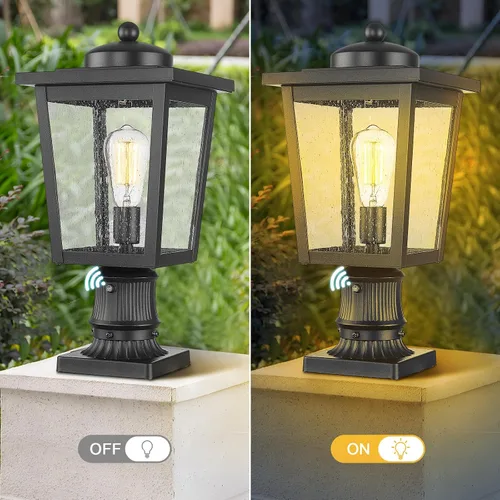 Vista 5 de Soporte de base de poste para exteriores, adaptador de luz de poste de 3 pulgadas, base de muelle al aire libre en acabado negro para patio
