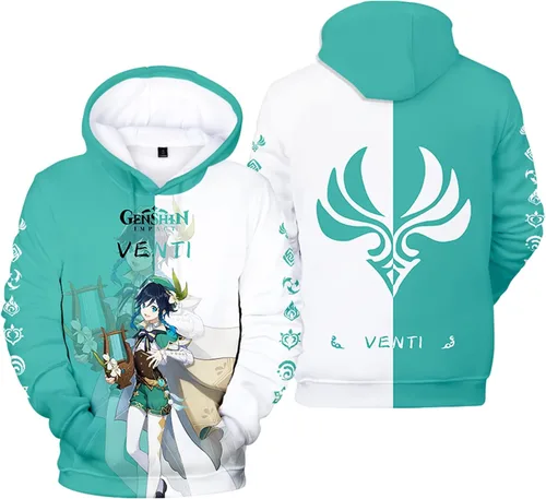 Vista 3 de SIAOMA Genshin Impact - Sudadera con capucha y estampado 3D unisex