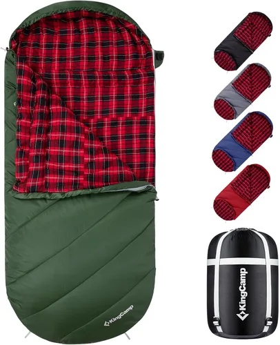 Vista 16 de KingCamp Sleeping Bag for Adults Big & Tall 100% Flannel Sleeping Bag