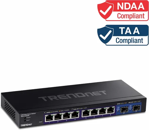 Vista 8 de TRENDnet Conmutador Web Inteligente Multi-Gig de 10 Puertos, TEG-3102WS, 8 Puertos 2.5GBASE-T, 2 Ranuras SFP+ de 10G, Divisor Ethernet, Carcasa