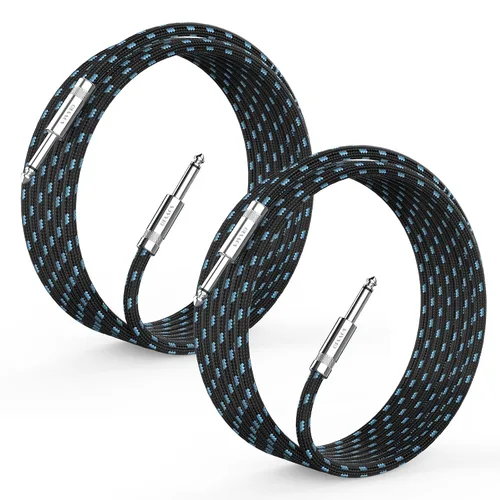Vista 10 de Paquete de 2 cables de guitarra de 6 pies - Cable de instrumento recto de un cuarto de pulgada, cable de guitarra eléctrica, cables de guitarra