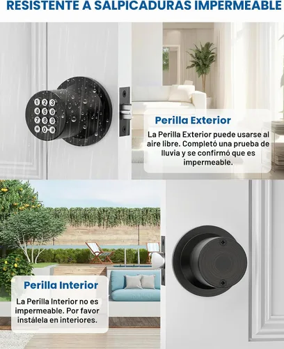 Vista 5 de Cerradura de entrada sin llave con código, pomo de puerta digital con teclado para dormitorio, puerta principal, garaje, hogar, apartamento, bronce