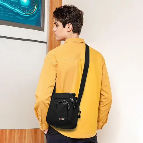 Vista 7 de KL928 Bolsa de mensajero para hombre Bolso cruzado de hombro, bolsa de viaje para hombre, bolso casual para trabajo y negocios