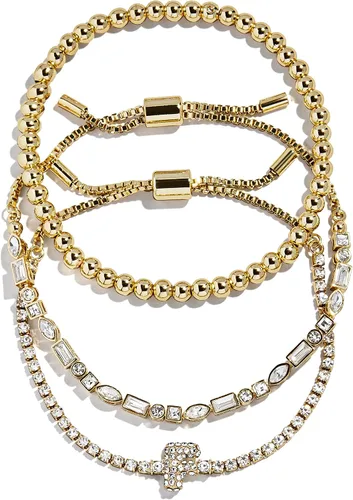 Vista 33 de BaubleBar Juego de pulsera Pisa para mujer, tres pulseras de cuentas chapadas en oro, joyería de moda, regalo de moda