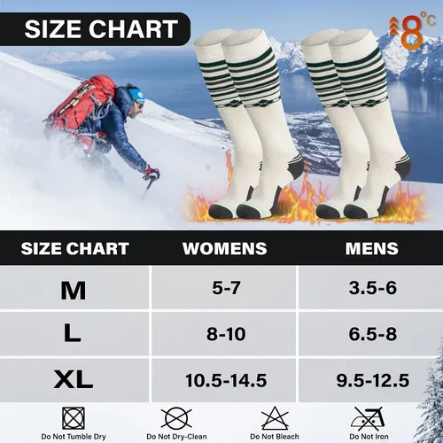 Vista 4 de Calcetines de esquí de lana merina térmicos hasta la rodilla para invierno snowboard deportes para hombres y mujeres