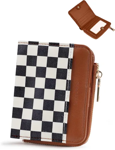 Vista 18 de Billeteras pequeñas y plegables para mujer, mini-cartera RFID para mujer, tarjetero delgado con bolsillo con cremallera para monedas y 2 ventanas