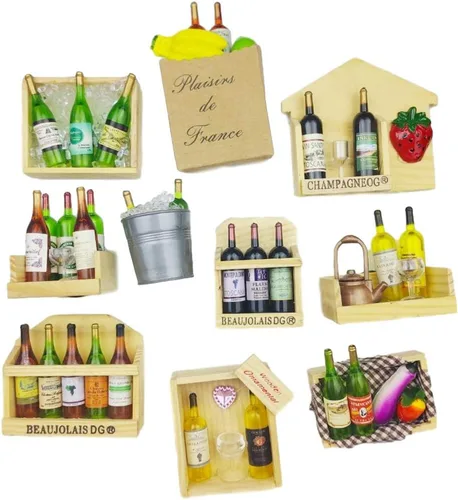 Vista 9 de 10 unids/set creativo estereoscópico botella de vino serie nevera imán nevera etiqueta magnética Home Deco imán accesorios de cocina (madera)