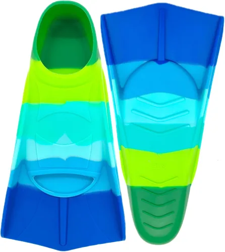 Vista 2 de Aletas de natación para niños, cómodas aletas de silicona para nadar y bucear, tamaño adecuado para principiantes, niños, niñas, niños y adultos