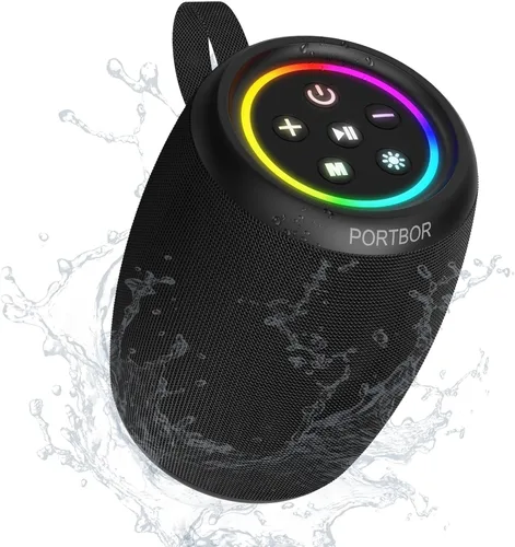 Vista 10 de Altavoz Bluetooth, altavoz inalámbrico portátil con potente sonido estéreo fuerte, BT5.3, IPX5 impermeable, emparejamiento TWS, para fiestas en casa