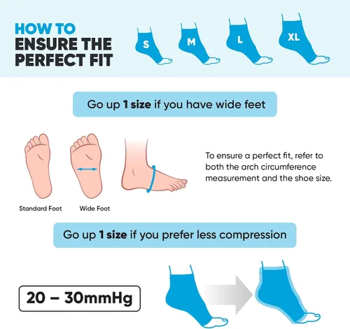 Vista 5 de Powerlix Nano calcetines (2 pares) para neuropatía, para mujeres y hombres, soporte de tobillo para fascitis plantar, calcetines de compresión sin