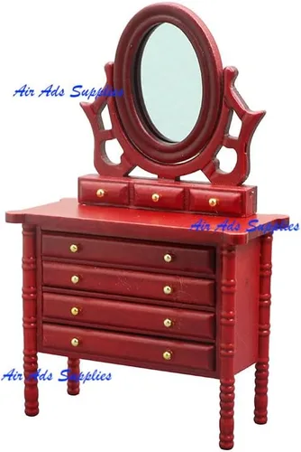 Vista 4 de AirAds Dollhouse 1:12 Muebles en miniatura con espejo; precio cada uno (1 tocador azul)