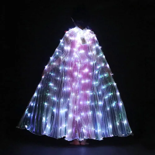 Vista 4 de CALIDAKA Ala de baile del vientre, alas de ángel con luces LED para niños, Halloween, Navidad, escenario iluminado, accesorios de rendimiento rave