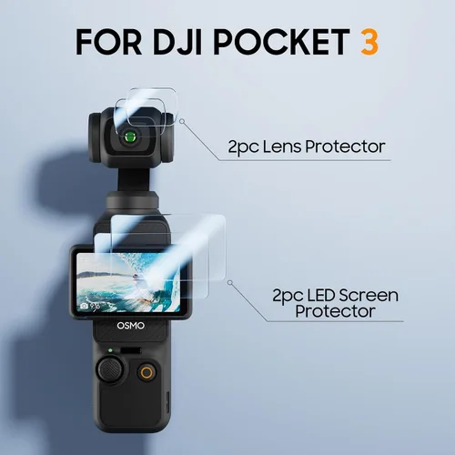 Vista 7 de DJI Osmo Pocket 3 - Protector de pantalla y protector de lente, 2 unidades, vidrio templado, dureza 9H, resistente a los arañazos, ultra HD