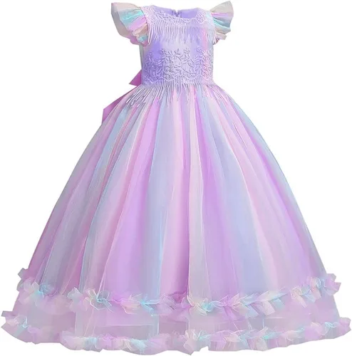 Vista 37 de Vestido de tul de unicornio arcoíris para niñas, vestido de princesa para cumpleaños, Halloween, Navidad, concurso de baile, fiesta de baile
