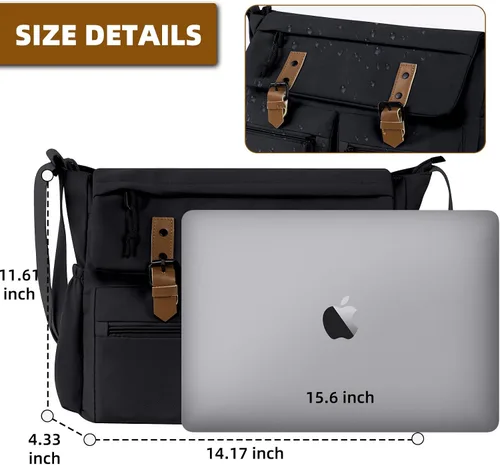Vista 3 de Travel Messenger Bag for Women Men Durable Canvas Crossbody Handbag with Adjustable Strap Lightweight Laptop Purse