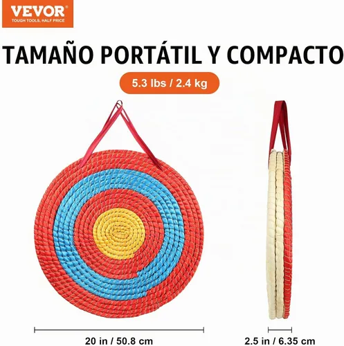 Vista 2 de VEVOR Straw Archery Targets, 20" Round Archery Target for Backyard, Traditional Solid Straw, Red