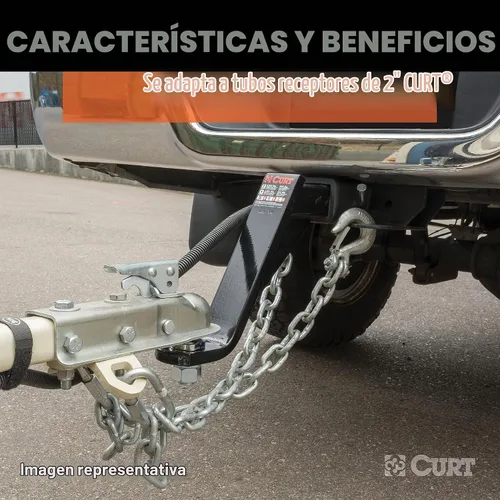 Vista 4 de CURT 45064 Soporte de enganche de remolque de camión elevado con bola y pasador de 2 pulgadas, se adapta a receptor de 2 pulgadas, 7,500 libras
