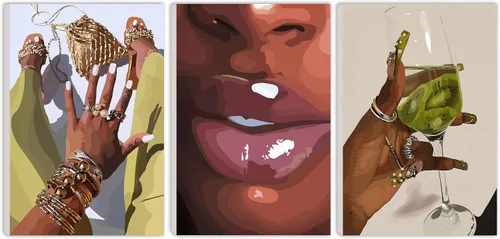Vista 7 de VejiA Impresión artística femenina negra, pintura de pared de estilo bohemio, pintura decorativa abstracta de mujer afroamericana, adecuada