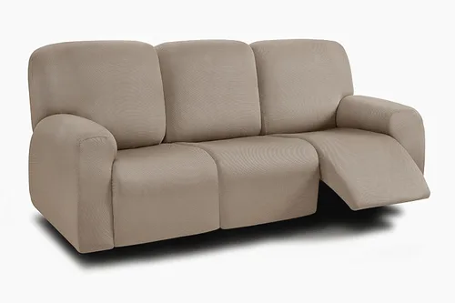 Vista 26 de ULTICOR Fundas para sofá reclinable de 8 piezas, fundas elásticas con hilo teñido para sofá reclinable de 3 cojines, gruesas, suaves y lavables Gris