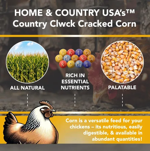 Vista 3 de Home and Country USA Country Clwck - Maíz agrietado para pollos, ciervos, pájaros y muchos más vida silvestre. (50 libras)