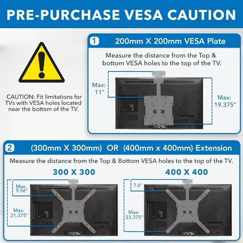 Vista 5 de Mount-It! Soporte plegable para TV de techo para televisores de 23 a 55 pulgadas, soporte abatible que ahorra espacio para techos planos e
