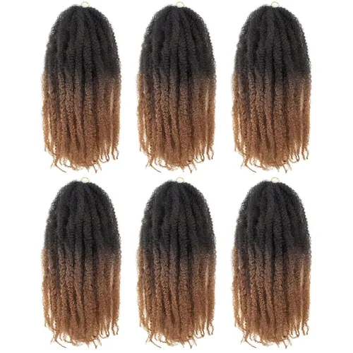 Vista 18 de ToyoTress Bob Marley Twist Hair - 8 Pulgadas Paquete de 6 Cabello Marley Negro Corto Para Locs Falsos, Extensiones de Cabello Rizado Afro Kinky