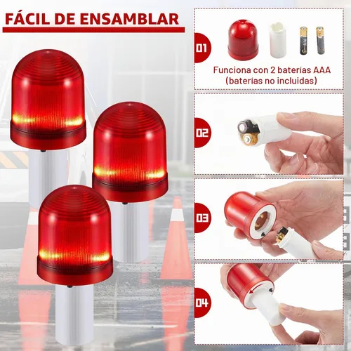 Vista 4 de VIHOSE 2 piezas de luces LED para conos de tráfico, cono de tráfico intermitente con 3 modos de parpadeo, luz de advertencia LED para conos