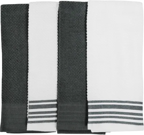 Vista 3 de Mainstay Juego de 4 toallas de cocina (gris, blanco)