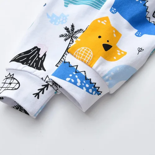Vista 13 de Conjunto de 3 piezas de ropa de bebé recién nacido con estampado de manga larga + pantalones + sombrero