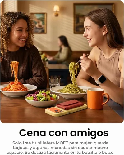 Vista 4 de MOFT Cartera magnética para mujer con 8 tarjetas, bloqueo RFID, Rosa claro, Diseño ágil para viajes y viajes