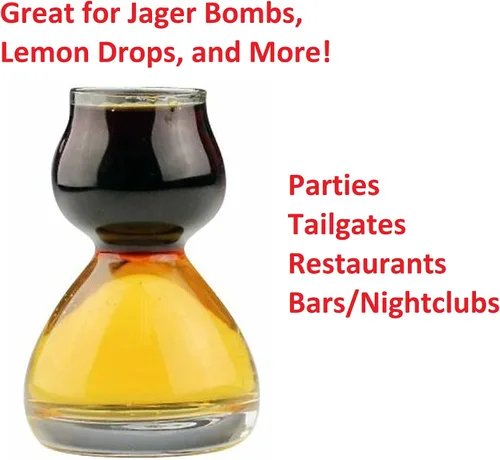 Vista 2 de QUAFFER Vaso de chupito personalizado con texto personalizado, vasos de chupito grabados con láser de doble burbuja – Jigger de chupito