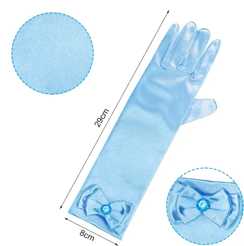 Vista 2 de Penta Angel Guantes de vestir de princesa con lazos largos para niñas y niños pequeños