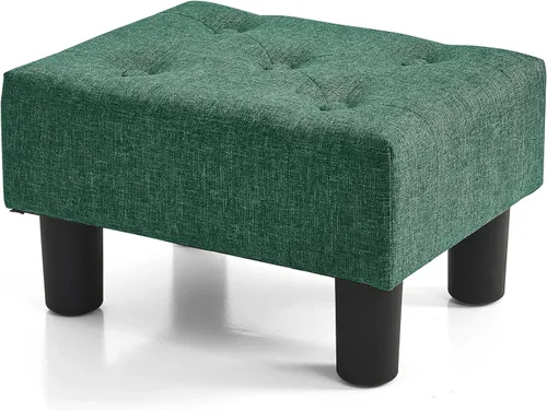 Vista 26 de BRIAN & DANY Taburete pequeño para pies, taburetes de lino con patas, reposapiés pequeño estable para sala de estar, beige