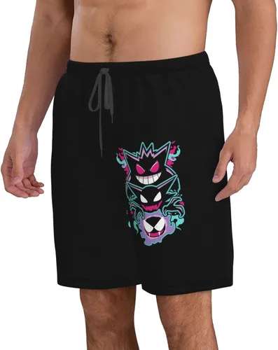 Vista 4 de DPFHL Gengar Logo Swim Trunks Mens Quick Dry Bathing Suits with Mesh Lining Workout Shorts
