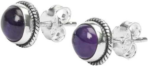 Vista 3 de Pendientes de tuerca con gemas, plata de ley 925, aretes de 6 mm redondos para niñas y mujeres, regalo