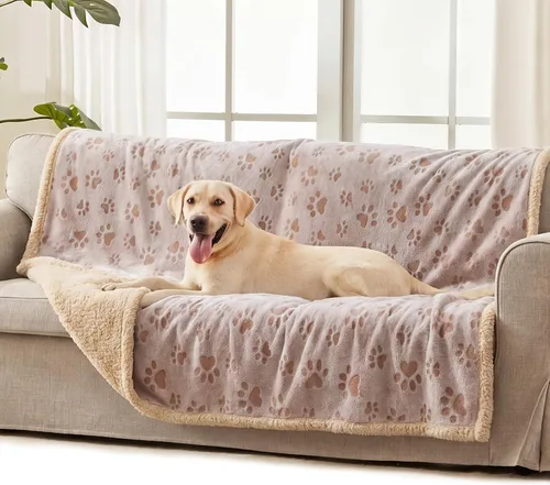 Vista 26 de Luciphia Mantas impermeables para mascotas para sofá o cama, a prueba de orina líquida, lavable, suave, esponjosa, manta reversible para perros